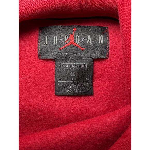 Air Jordan Black Toe 1s Holiday Red Hoodie Sweatshirt Mens Medium CT3457-687 - Picture 5 of 7